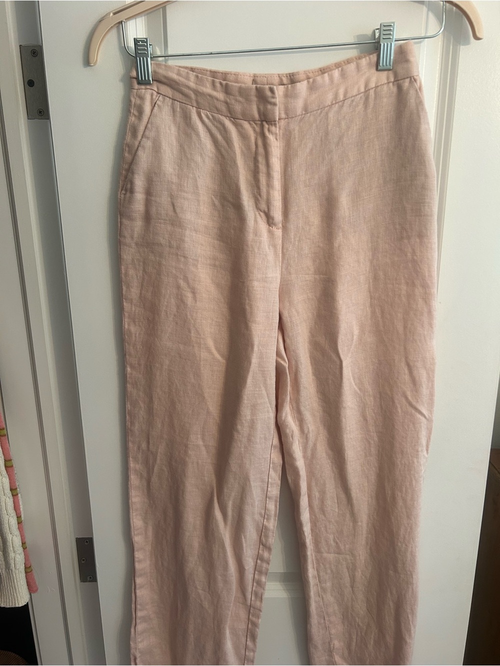 Zara Linen-Blend Light Pink Women's Pants
